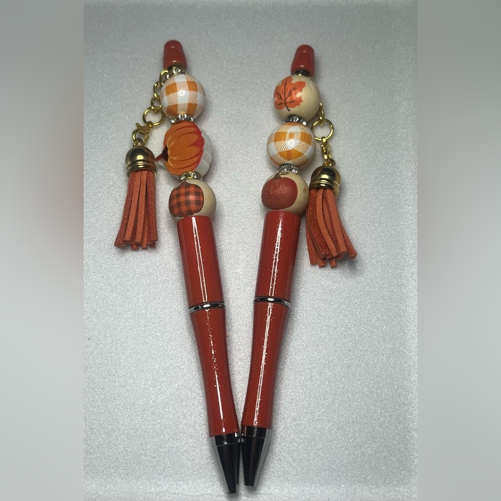 Orange Beaded Pens with Tassels